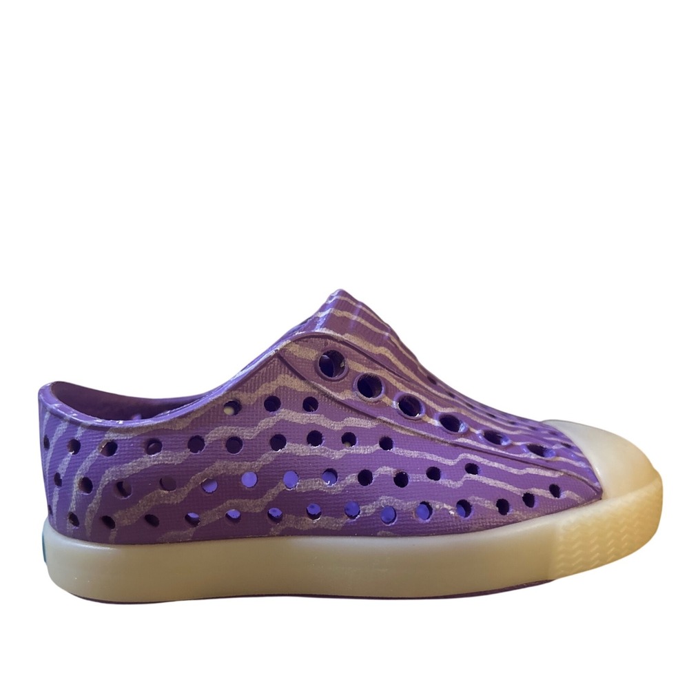 Native Jefferson Glow Purple Starfish Print Kids Slip On‎ Shoes C4 13100103-8950